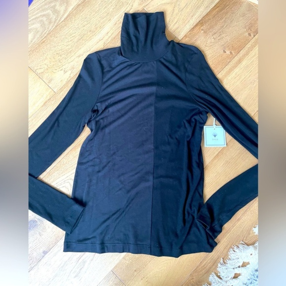 SVILU Black Turtleneck Long Sleeve Top